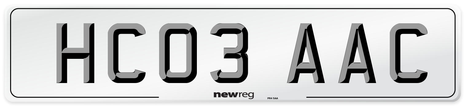 HC03 AAC Number Plate from New Reg